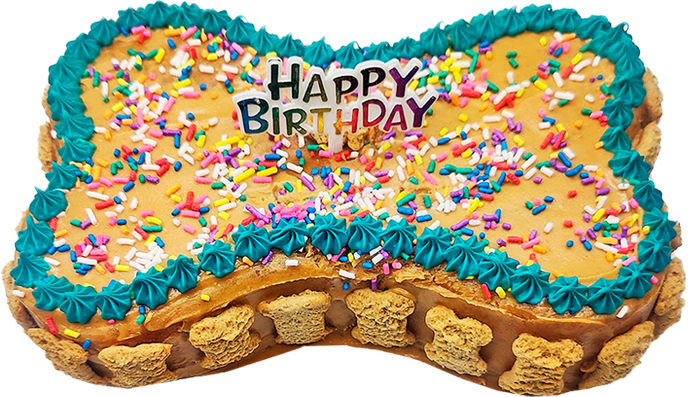 9" Dog Party Bone Shape Cake