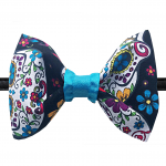 Black Dia de los Muertos Fiesta Dog Collar Bow Tie / Bow