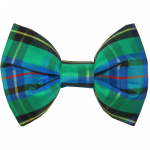 Plaid Silk Dog Collar Bow Tie Accessory (Green & Blue)