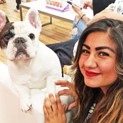 Alexis Quiroga with instafamous Frenchie in Las Vegas.