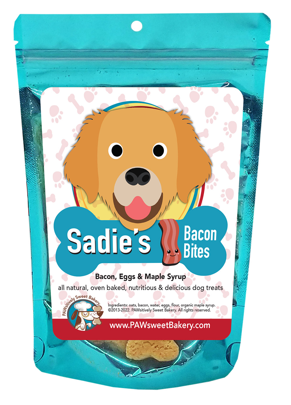 custom bacon dog treat bags by pawsitively sweet bakery