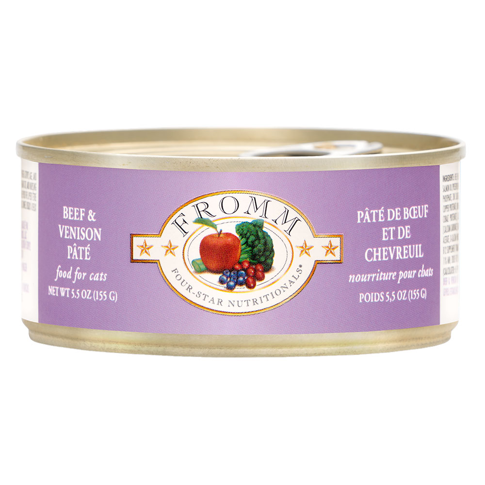 Fromm Four Star Beef & Venison Pate wet cat food available at PAWsitively Sweet Bakery