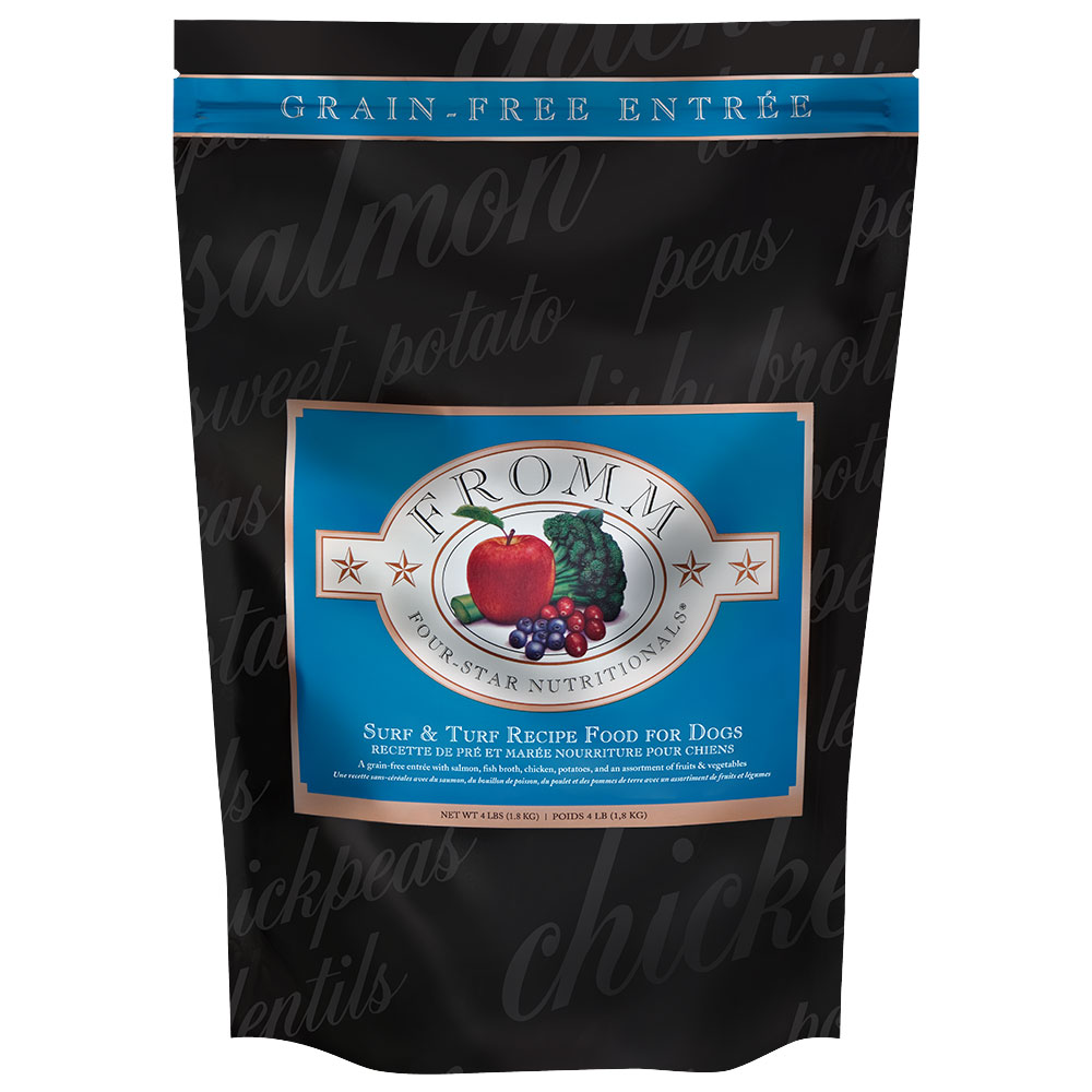 Fromm Four Star Grain Free Surf and Turf Dog dry food available at PAWsitively Sweet Bakery