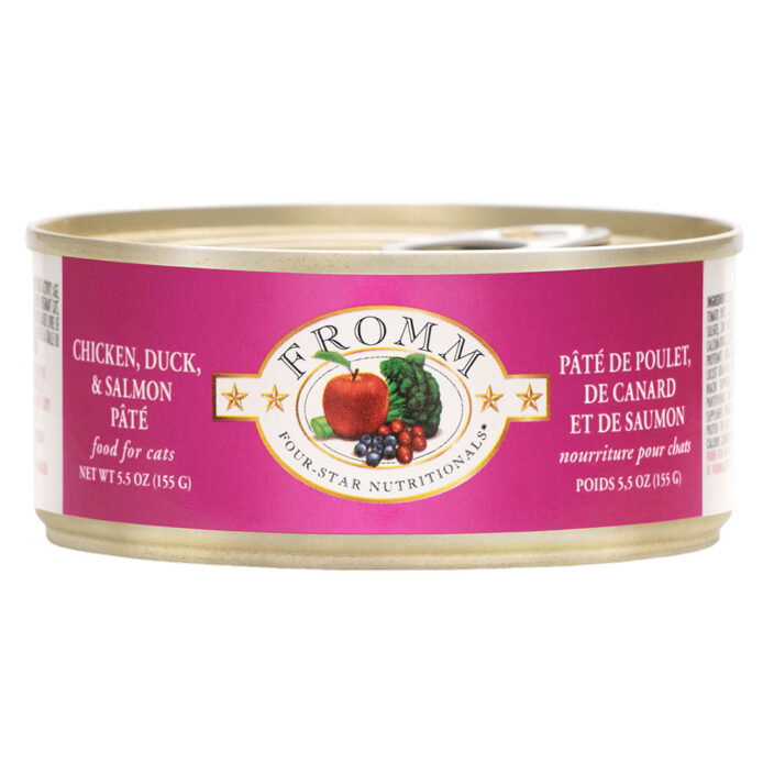 Fromm Four Star chicken duck salmon Pate wet cat food available at PAWsitively Sweet Bakery