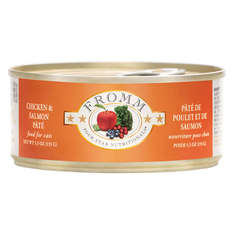 Fromm Four Star Chicken Salmon Pate wet cat food available at PAWsitively Sweet Bakery