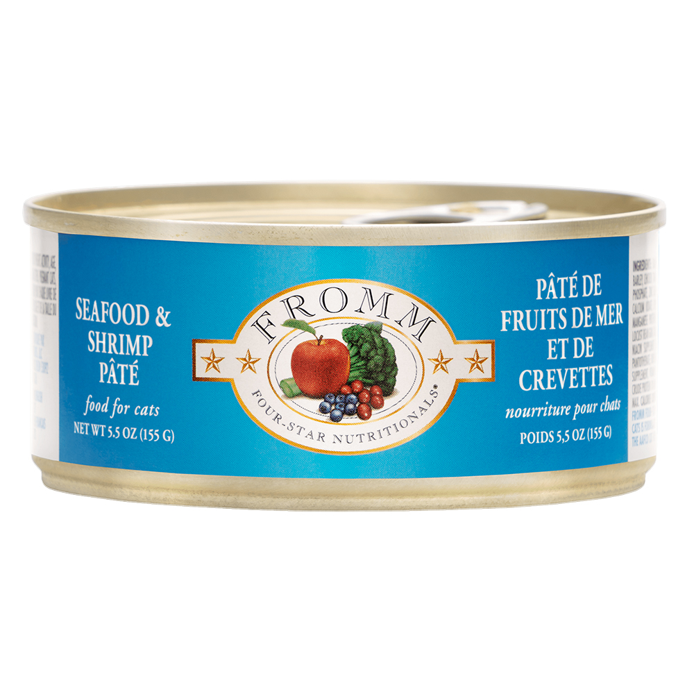 Fromm Four Star Seafood Shrimp Pate wet cat food available at PAWsitively Sweet Bakery