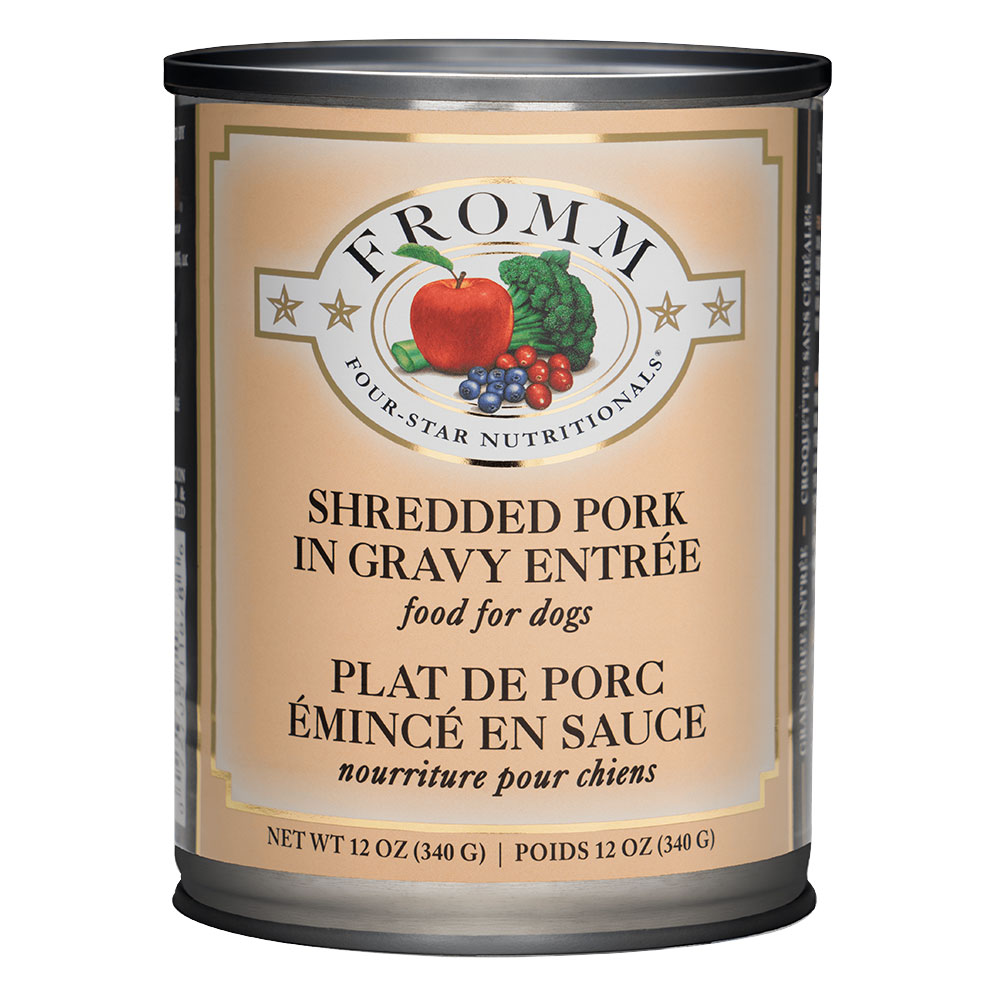 Fromm Shredded Pork wet dog food available at PAWsitively Sweet Bakery