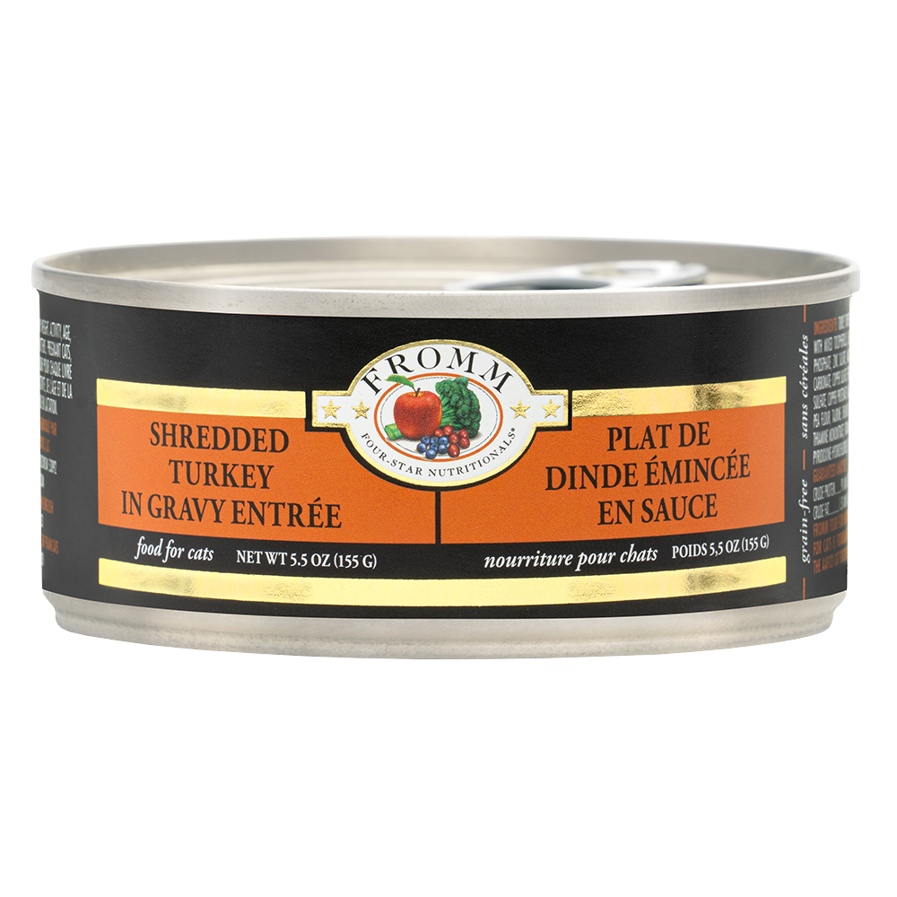 Fromm Shredded Turkey wet cat food available at PAWsitively Sweet Bakery