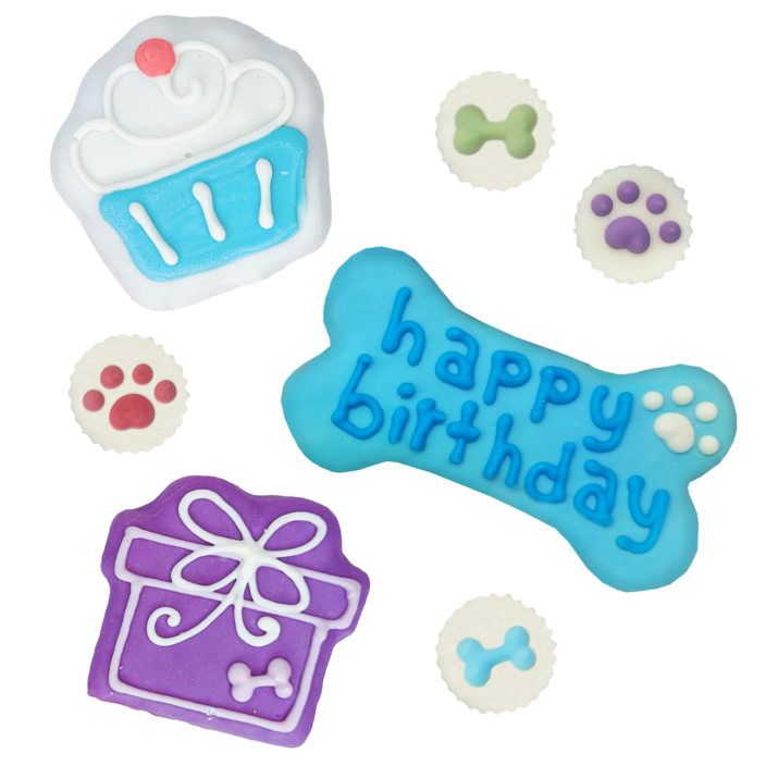 blue boy dog birthday cookies set