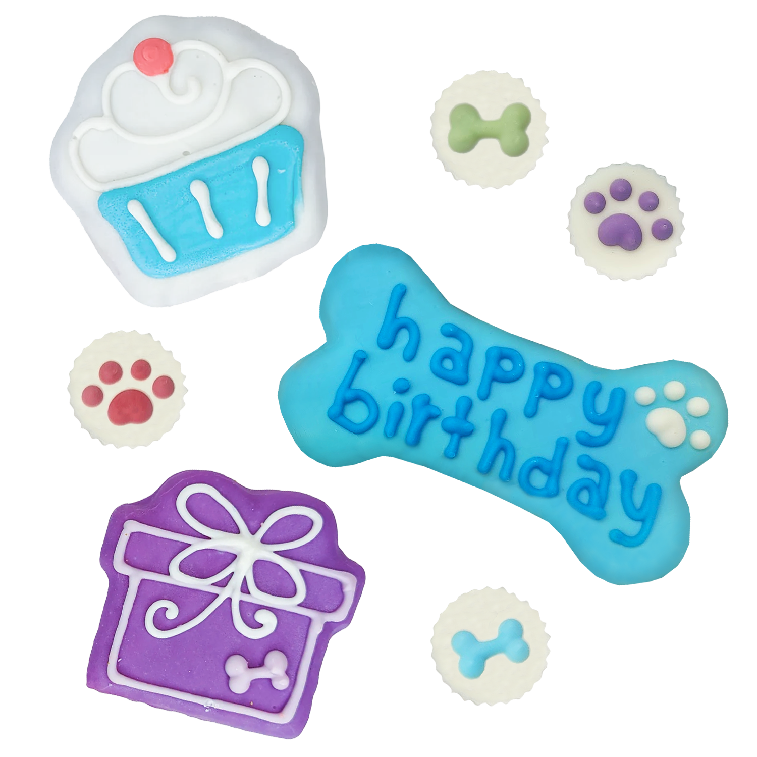 blue boy dog birthday cookies set