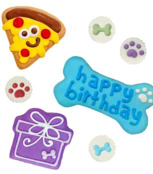 dog birthday blue cookie set