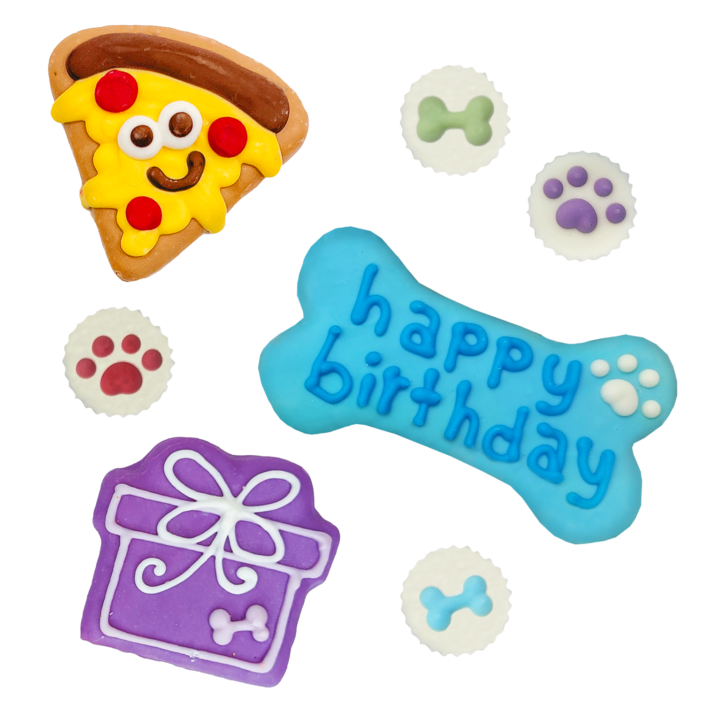 dog birthday blue cookie set