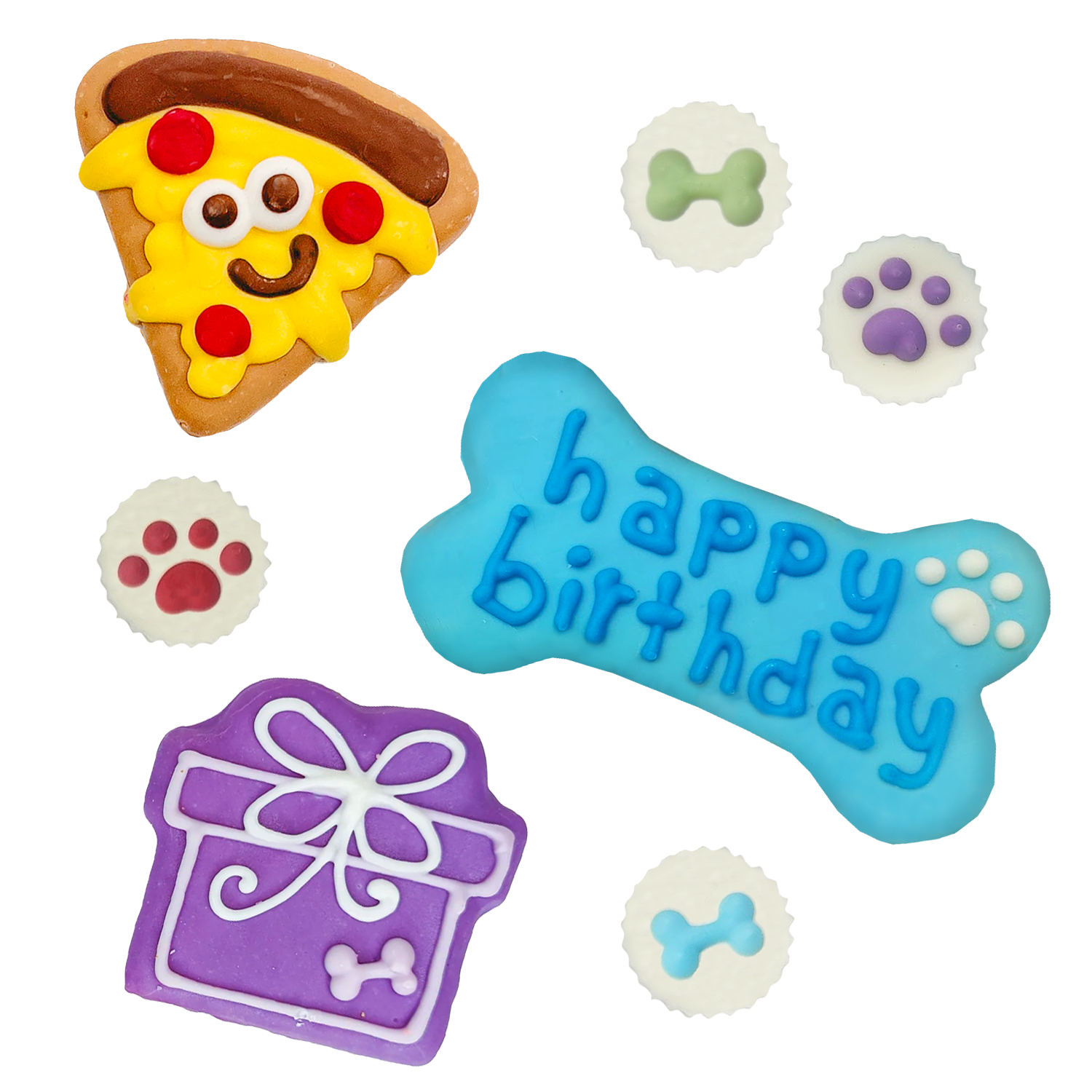 dog birthday blue cookie set