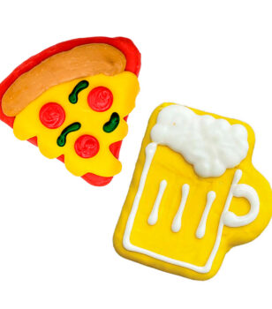 beer and pizza dog cookies set