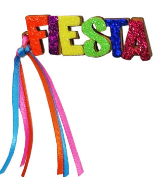 Viva Fiesta Glitter Pin with Ribbons