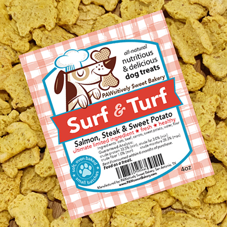surf and turf dog biscuits treats by paws bakery