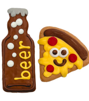 beer and pizza dog cookies set