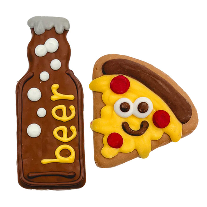 beer and pizza dog cookies set