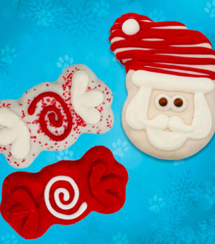 santa and peppermint dog cookies