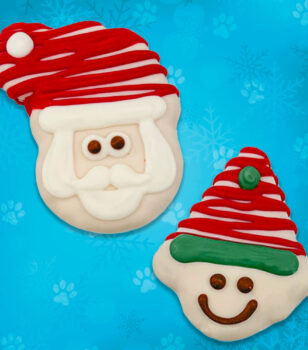 santa and elf dog cookies