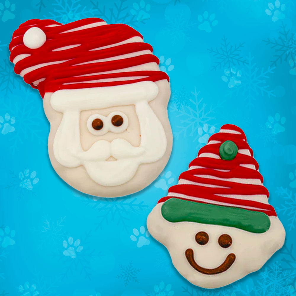 santa and elf dog cookies