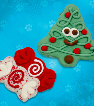 holiday tree dog cookies