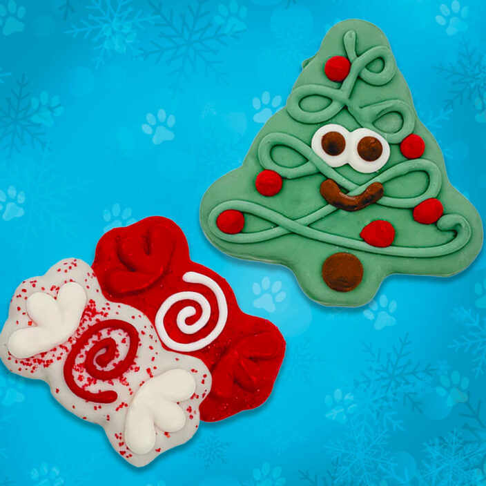 holiday tree dog cookies