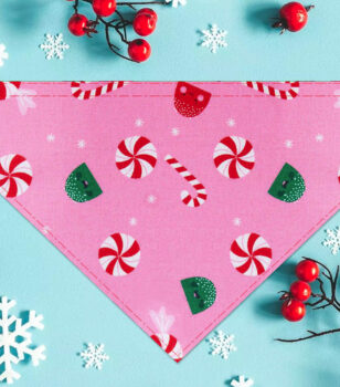 Pink Candy Pops holiday dog bandana