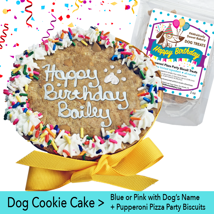 5" Round Dog Cookie Cake | Blue or Pink - Image 3